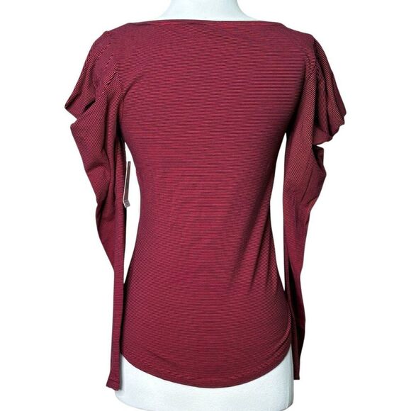 Free People Long Sleeve Puff Shoulder Cotton Top Size Small - Picture 3 of 8